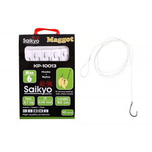 Крючки Saikyo KP-10013 Maggot BN №6 (10шт) c повод. Крючки Saikyo KP-10013 Maggot BN №6 (10шт) c повод.
