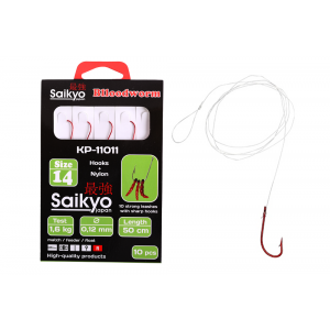 Крючки Saikyo KP-11011 Blloodworm Red №14 (10шт) c повод. Крючки Saikyo KP-11011 Blloodworm Red №14 (10шт) c повод.