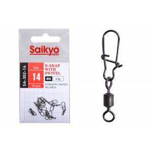 Вертлюг с застежкой Saikyo SA-302-14 - 10 шт (4кг) Вертлюг с застежкой Saikyo SA-302-14 - 10 шт (4кг)