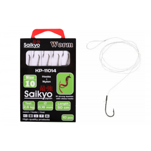 Крючки Saikyo KP-11014 Worm BN №10 (10шт)c повод. Крючки Saikyo KP-11014 Worm BN №10 (10шт)c повод.