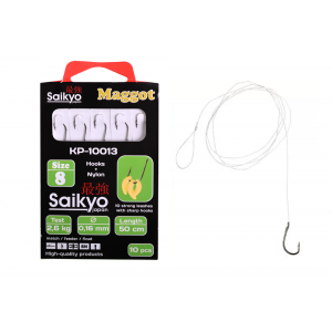 Крючки Saikyo KP-10013 Maggot BN №8 (10шт) c повод. Крючки Saikyo KP-10013 Maggot BN №8 (10шт) c повод.